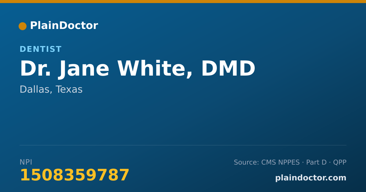 Shareable card for Jane White, DMD - Dentist, Dallas, TX