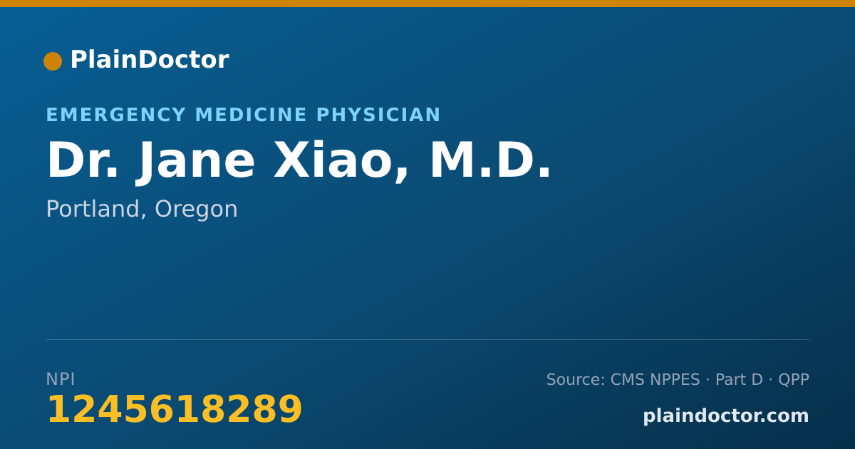 Shareable card for Jane Xiao, M.D. - Emergency Medicine Physician, Portland, OR