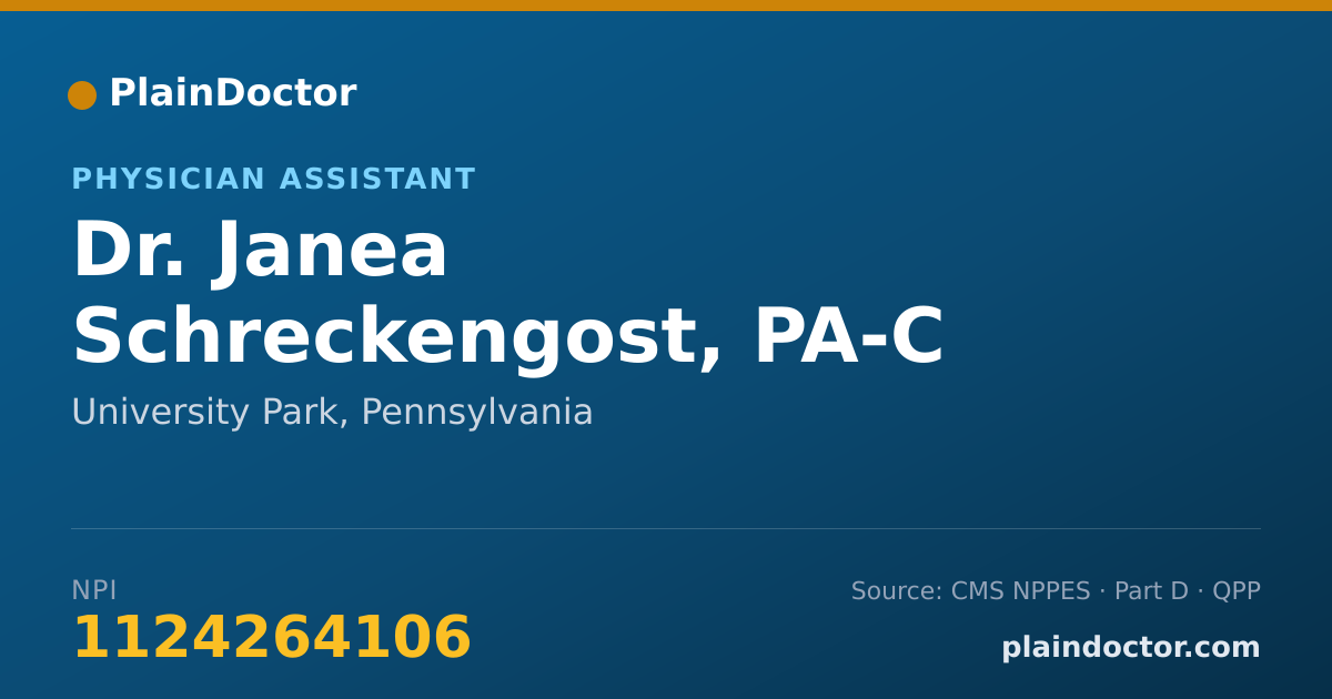 Shareable card for Janea Schreckengost, PA-C - Physician Assistant, University Park, PA