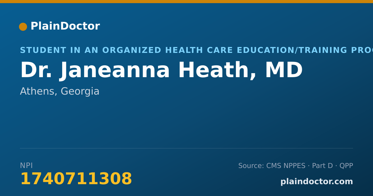 Shareable card for Janeanna Heath, MD - Student in an Organized Health Care Education/Training Program, Athens, GA