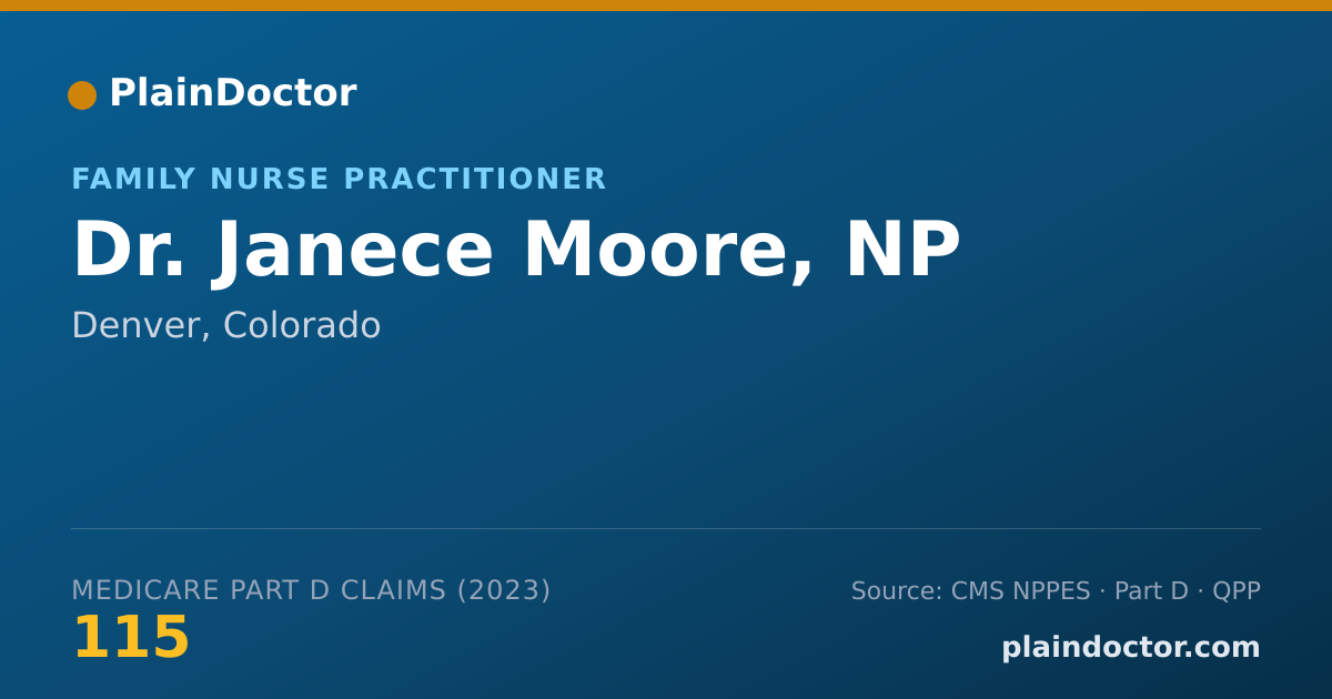 Shareable card for Janece Moore, NP - Family Nurse Practitioner, Denver, CO