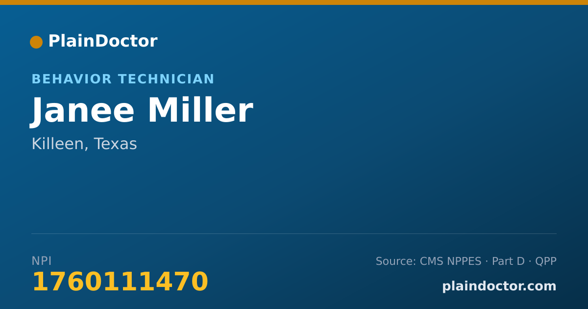 Shareable card for Janee Miller - Behavior Technician, Killeen, TX