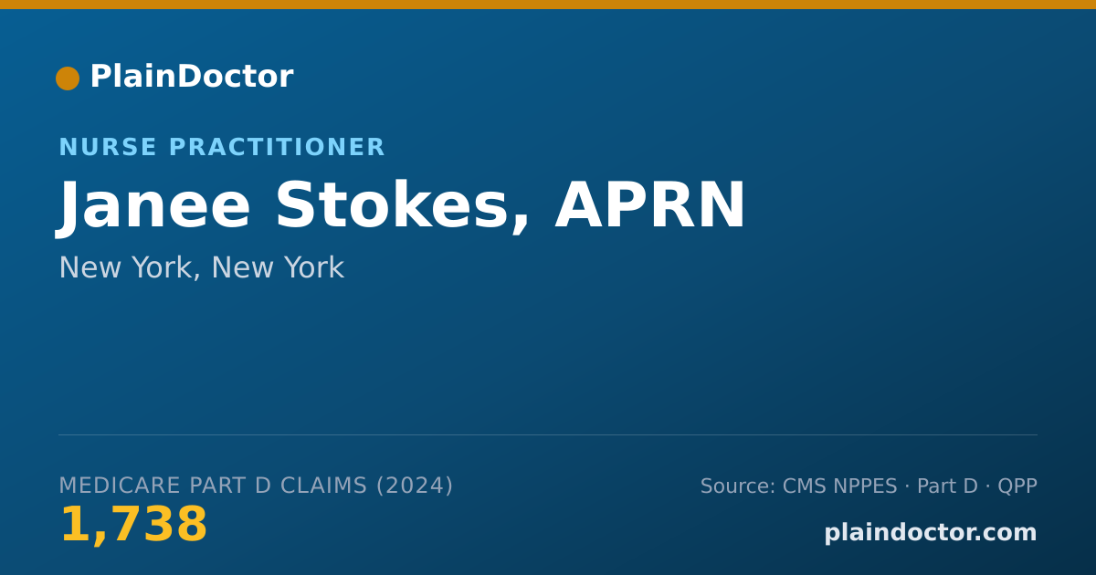 Shareable card for Janee Stokes, APRN - Registered Nurse, New York, NY