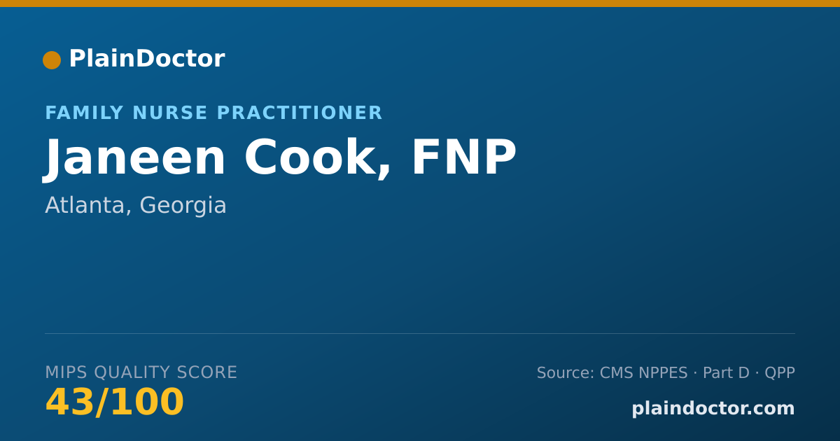 Shareable card for Janeen Cook, FNP - Family Nurse Practitioner, Atlanta, GA