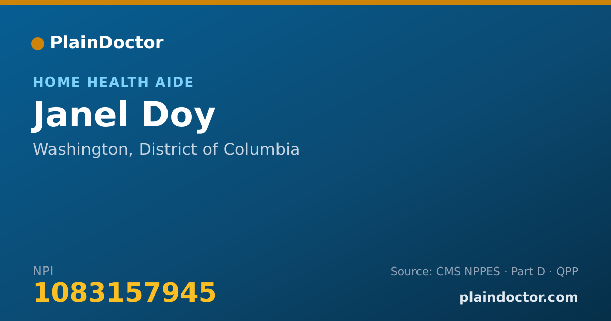 Shareable card for Janel Doy - Home Health Aide, Washington, DC