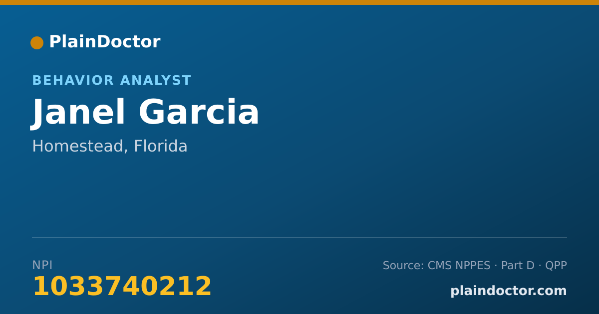 Shareable card for Janel Garcia - Behavior Analyst, Homestead, FL