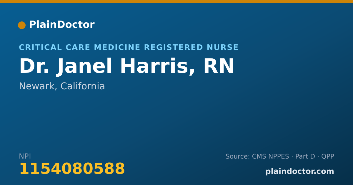 Shareable card for Janel Harris, RN - Critical Care Medicine Registered Nurse, Newark, CA