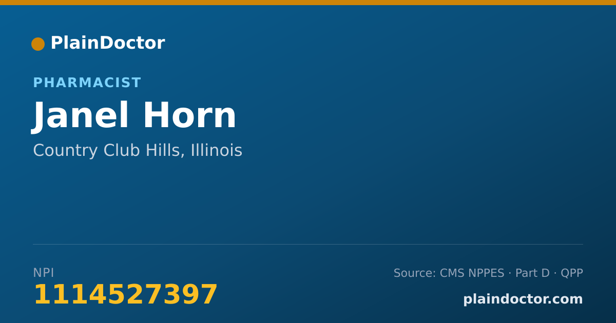 Shareable card for Janel Horn - Pharmacist, Country Club Hills, IL