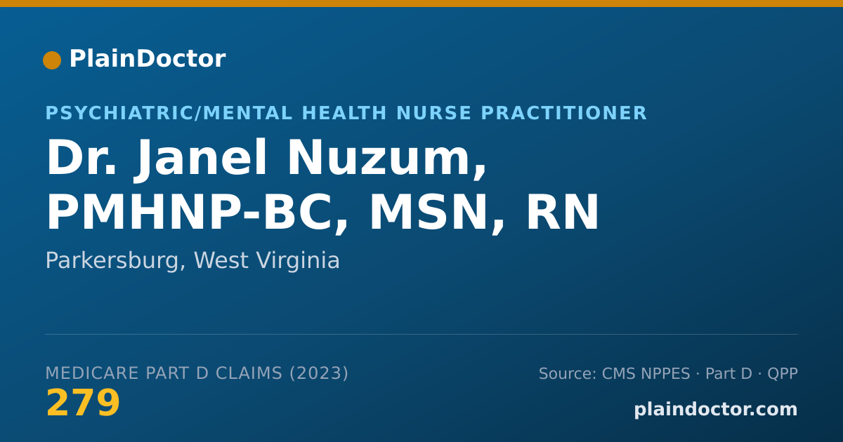 Shareable card for Janel Nuzum, PMHNP-BC, MSN, RN - Psychiatric/Mental Health Nurse Practitioner, Parkersburg, WV