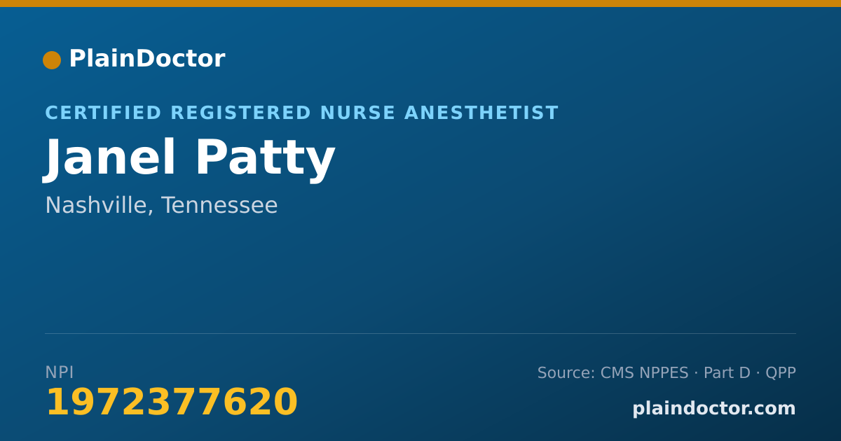 Shareable card for Janel Patty - Critical Care Medicine Registered Nurse, Nashville, TN