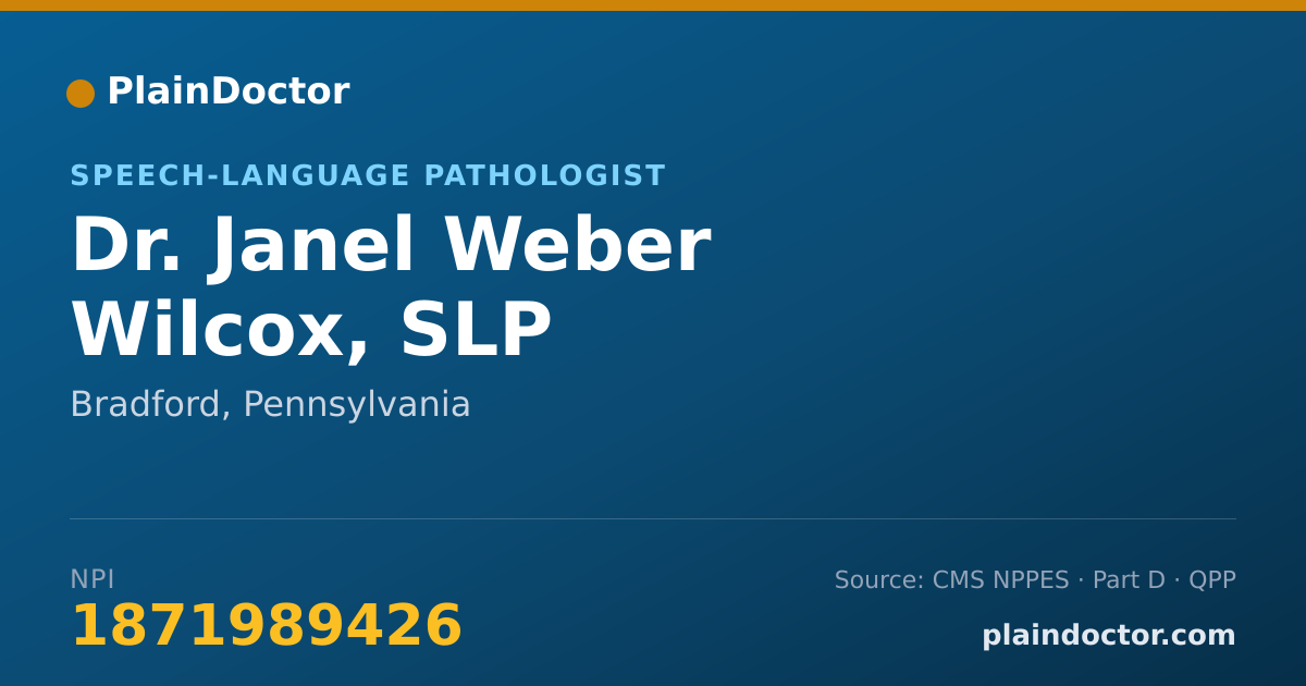 Shareable card for Janel Weber Wilcox, SLP - Speech-Language Pathologist, Bradford, PA