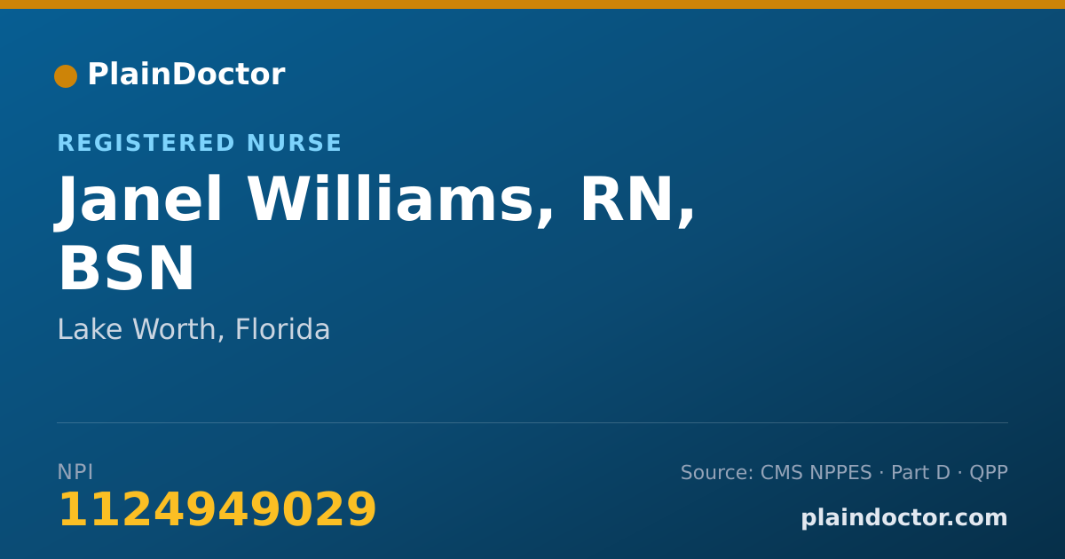 Shareable card for Janel Williams, RN, BSN - Registered Nurse, Lake Worth, FL