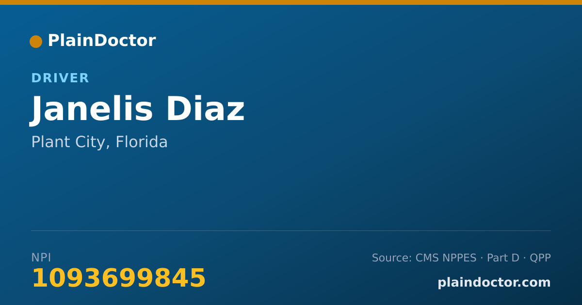 Shareable card for Janelis Diaz - Driver, Plant City, FL