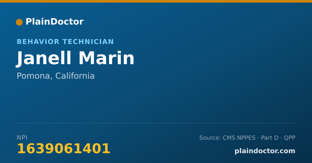 Shareable card for Janell Marin - Behavior Technician, Pomona, CA