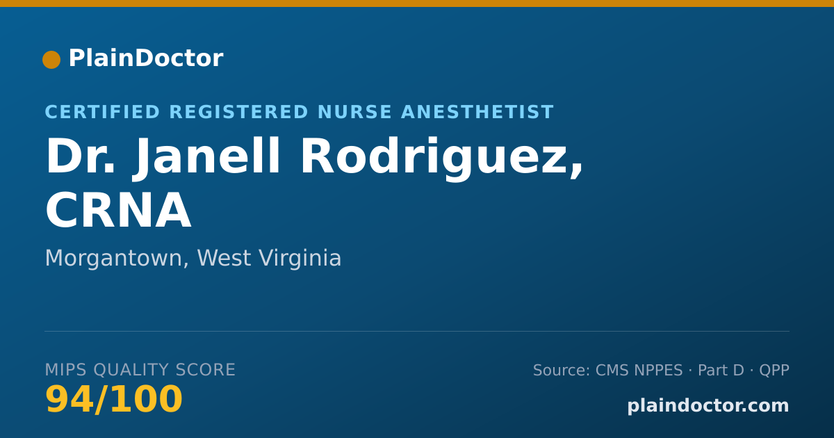 Shareable card for Janell Rodriguez, CRNA - Certified Registered Nurse Anesthetist, Morgantown, WV