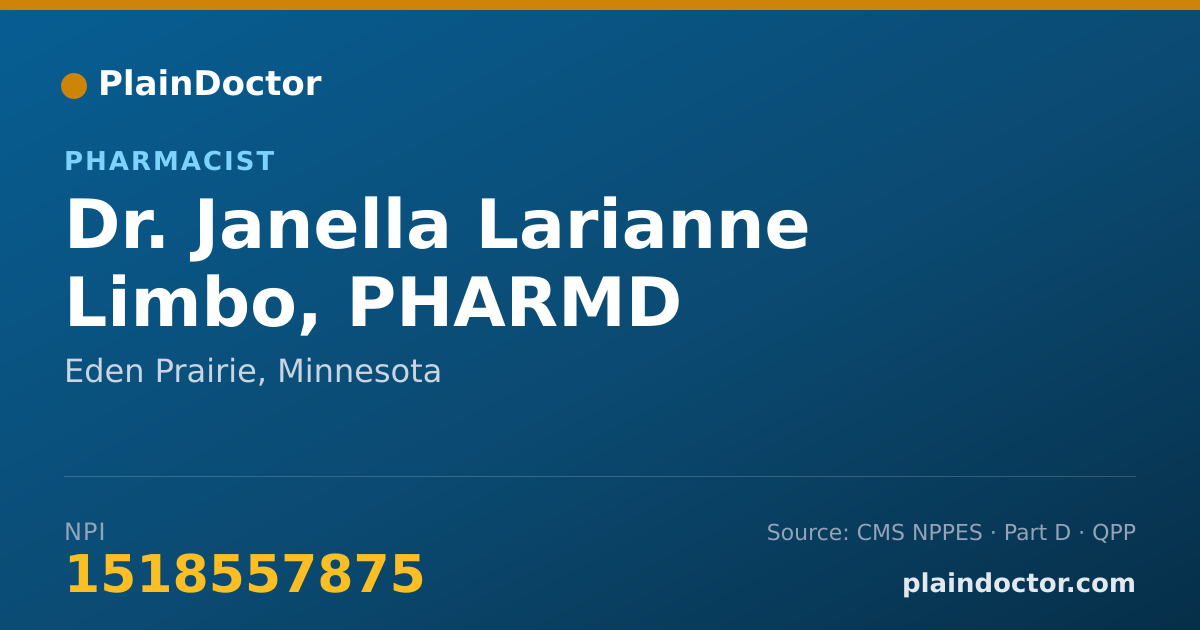 Shareable card for Janella Larianne Limbo, PHARMD - Pharmacist, Eden Prairie, MN