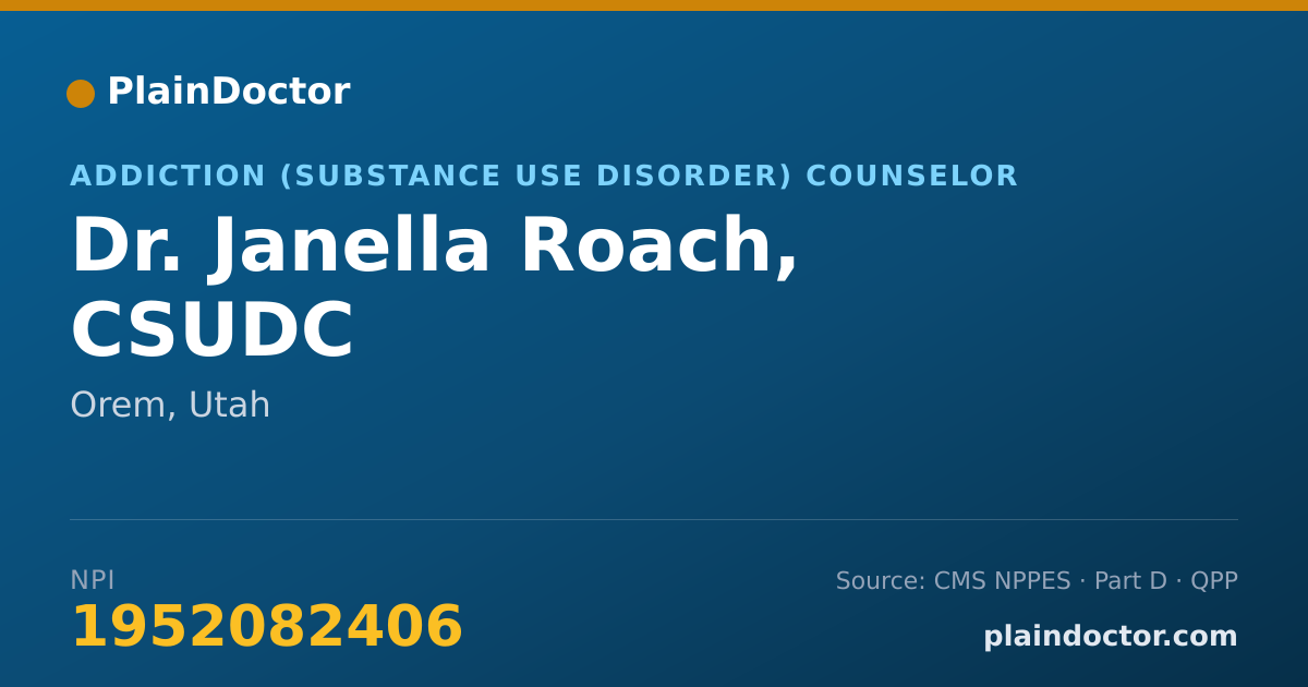 Shareable card for Janella Roach, CSUDC - Addiction (Substance Use Disorder) Counselor, Orem, UT