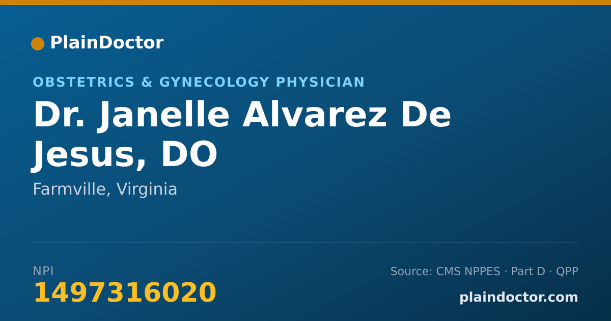 Shareable card for Janelle Alvarez De Jesus, DO - Obstetrics & Gynecology Physician, Farmville, VA