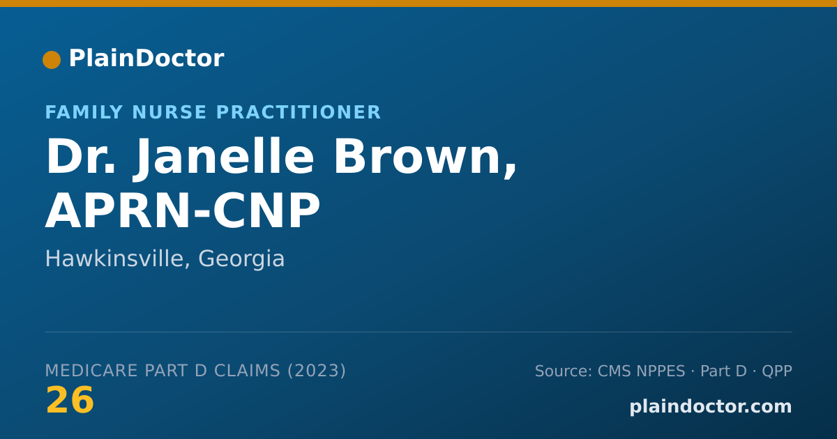 Shareable card for Janelle Brown, APRN-CNP - Family Nurse Practitioner, Hawkinsville, GA