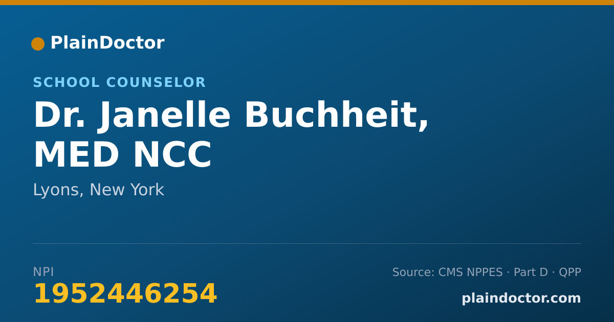 Shareable card for Janelle Buchheit, MED NCC - School Counselor, Lyons, NY