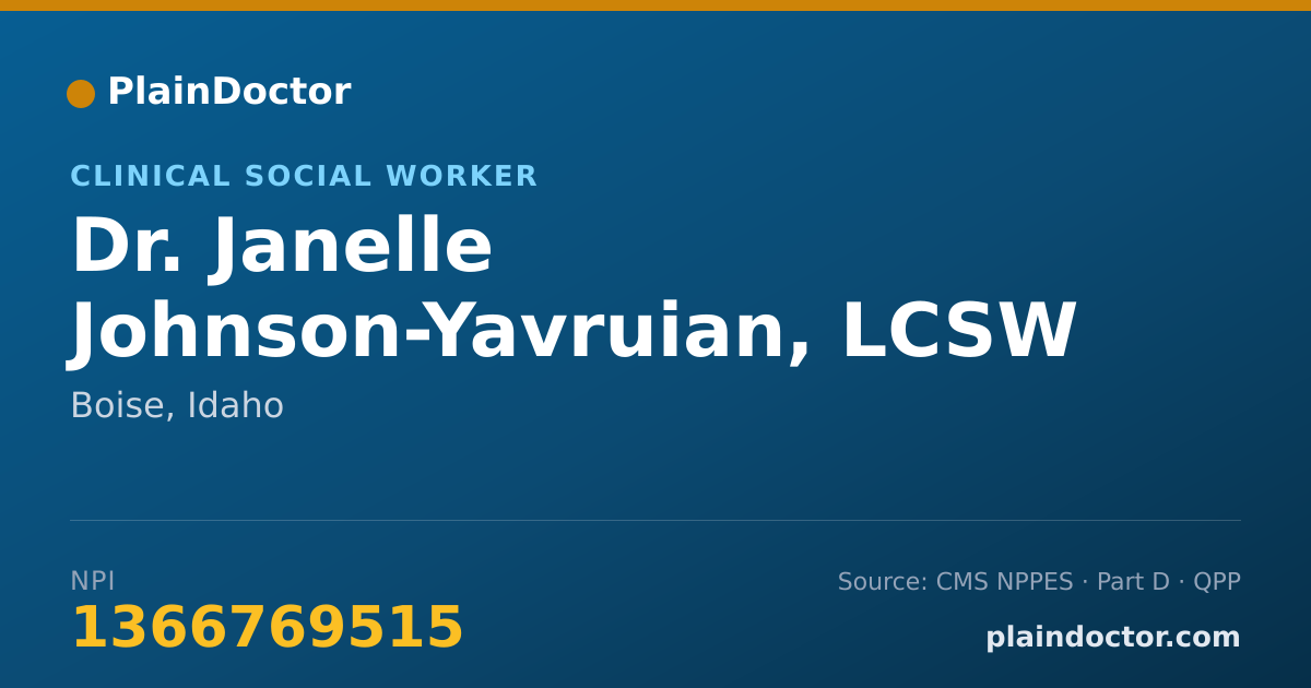 Shareable card for Janelle Johnson-Yavruian, LCSW - Clinical Social Worker, Boise, ID