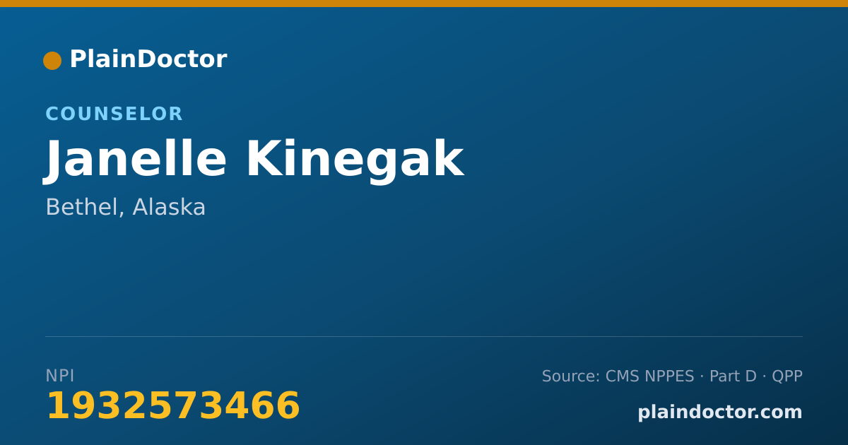 Shareable card for Janelle Kinegak - Counselor, Bethel, AK
