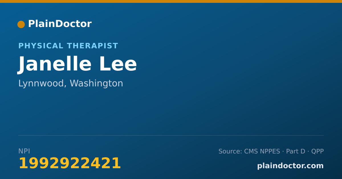 Shareable card for Janelle Lee - Physical Therapist, Lynnwood, WA