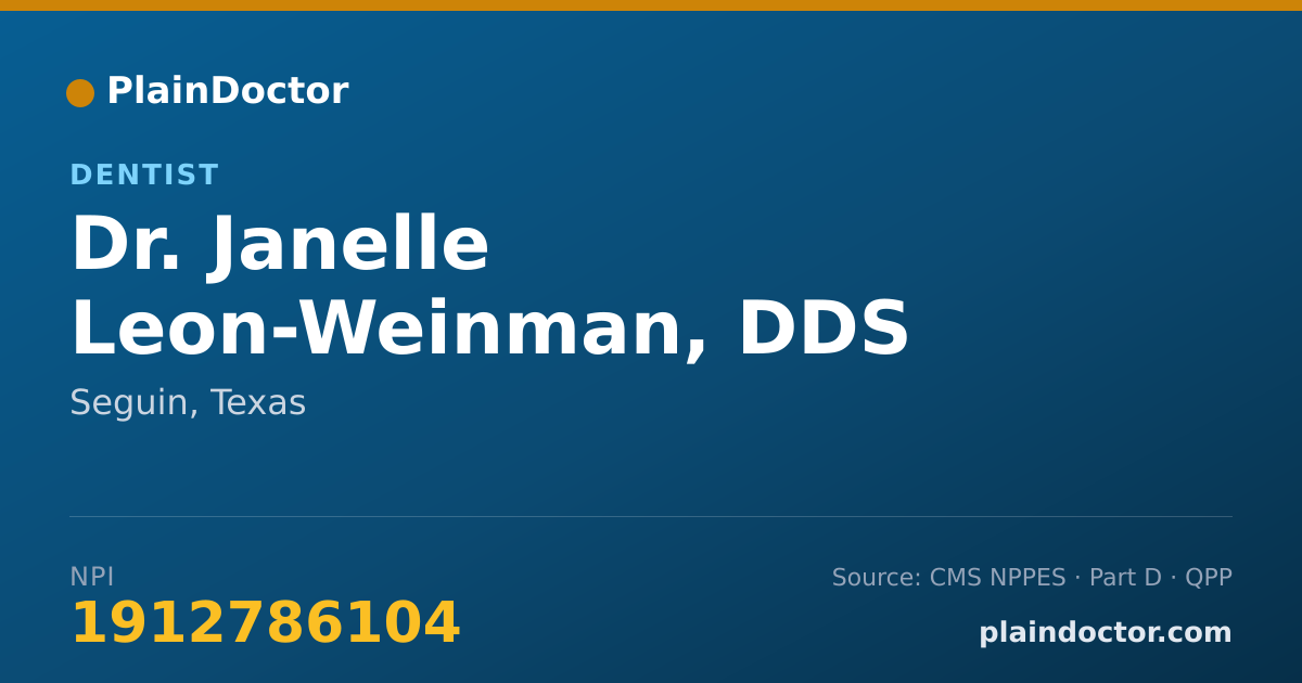 Shareable card for Janelle Leon-Weinman, DDS - Dentist, Seguin, TX