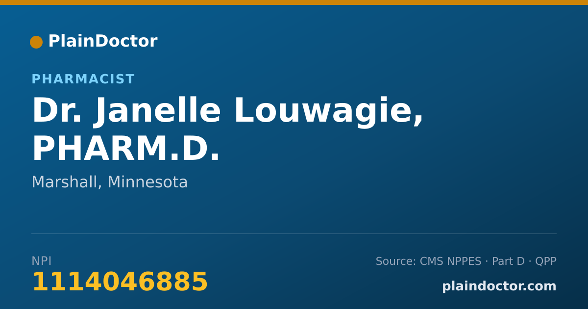 Shareable card for Janelle Louwagie, PHARM.D. - Pharmacist, Marshall, MN