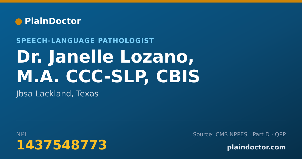 Shareable card for Janelle Lozano, M.A. CCC-SLP, CBIS - Speech-Language Pathologist, Jbsa Lackland, TX