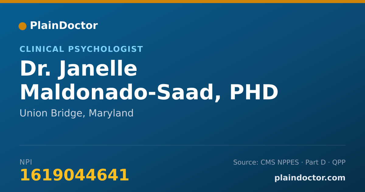 Shareable card for Janelle Maldonado-Saad, PHD - Clinical Psychologist, Union Bridge, MD