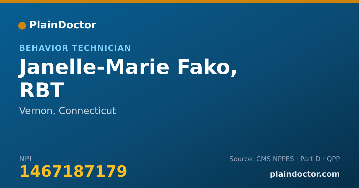 Shareable card for Janelle-Marie Fako - Behavior Technician, Windsor, CT