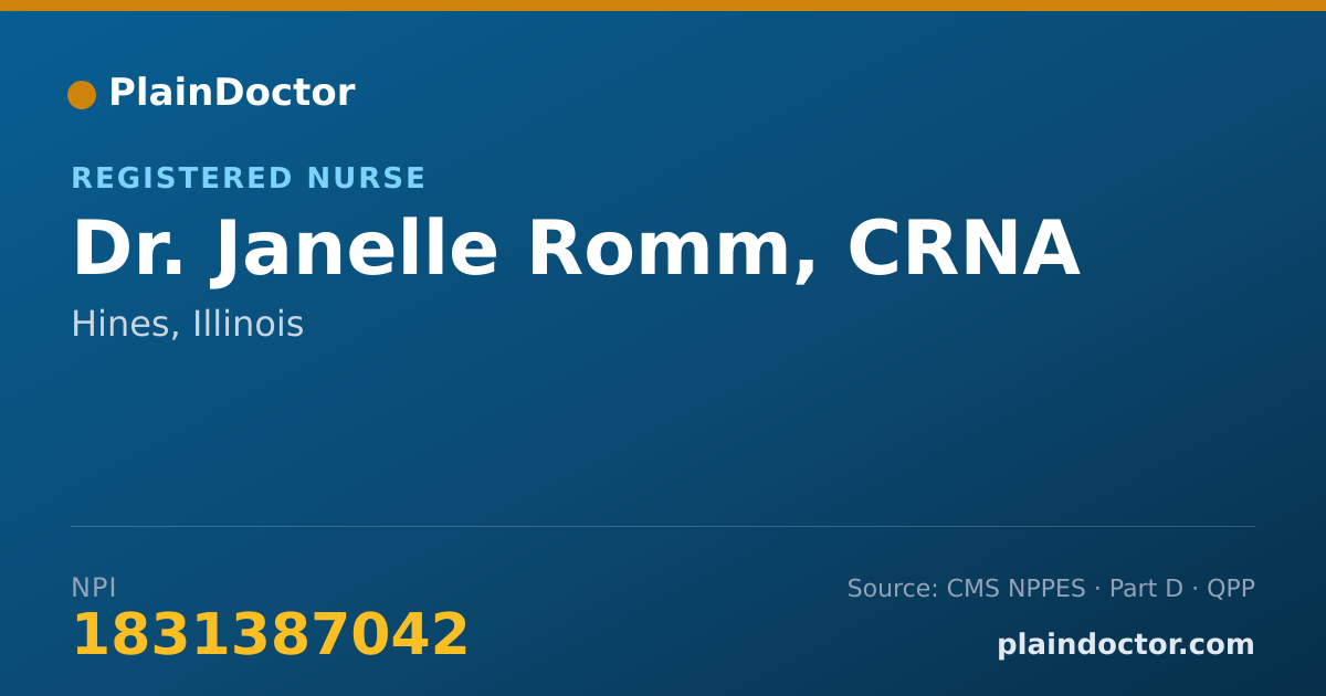 Shareable card for Janelle Romm, CRNA - Registered Nurse, Hines, IL
