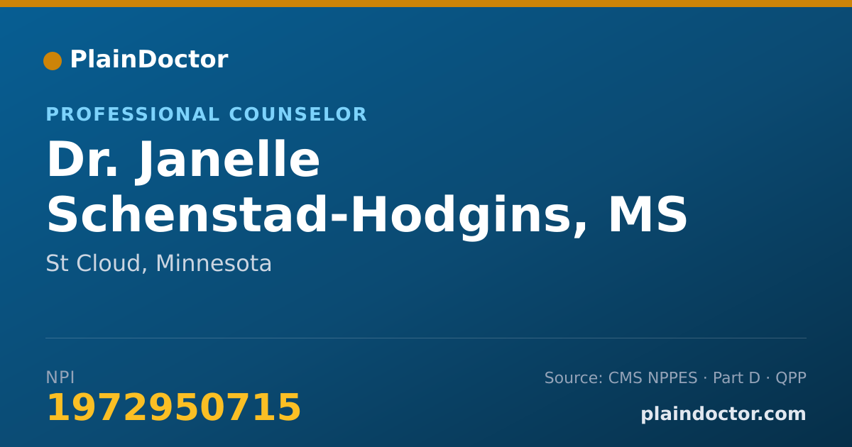 Shareable card for Janelle Schenstad-Hodgins, MS LPCC - Professional Counselor, St Cloud, MN