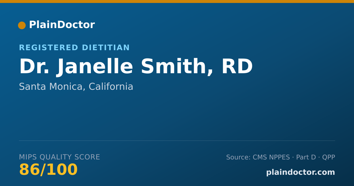 Shareable card for Janelle Smith, RD - Registered Dietitian, Santa Monica, CA