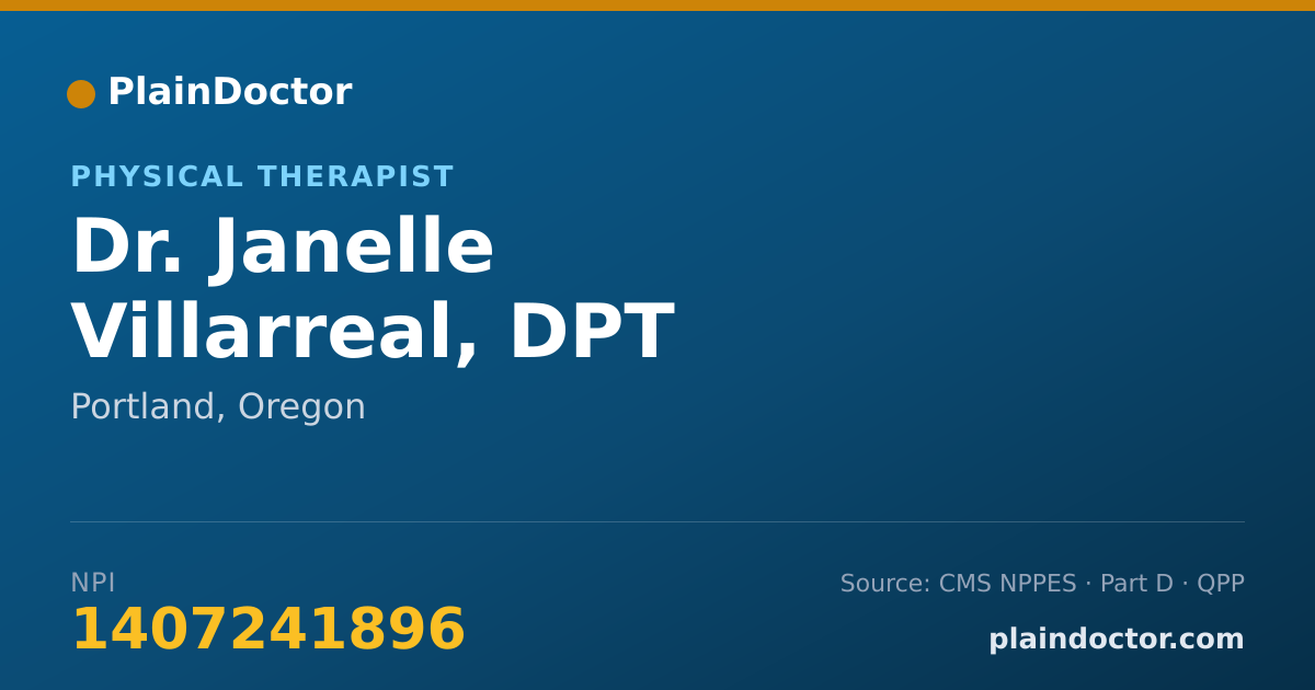 Shareable card for Janelle Villarreal, DPT - Physical Therapist, Portland, OR