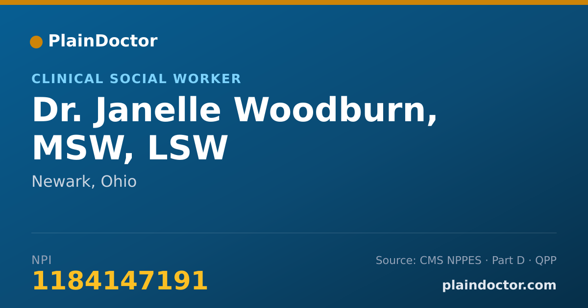 Shareable card for Janelle Woodburn, MSW, LSW - Clinical Social Worker, Newark, OH