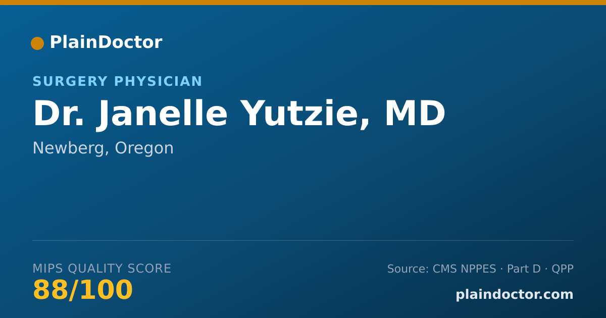 Shareable card for Janelle Yutzie, MD - Surgery Physician, Newberg, OR