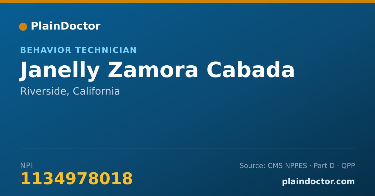 Shareable card for Janelly Zamora Cabada - Behavior Technician, Riverside, CA