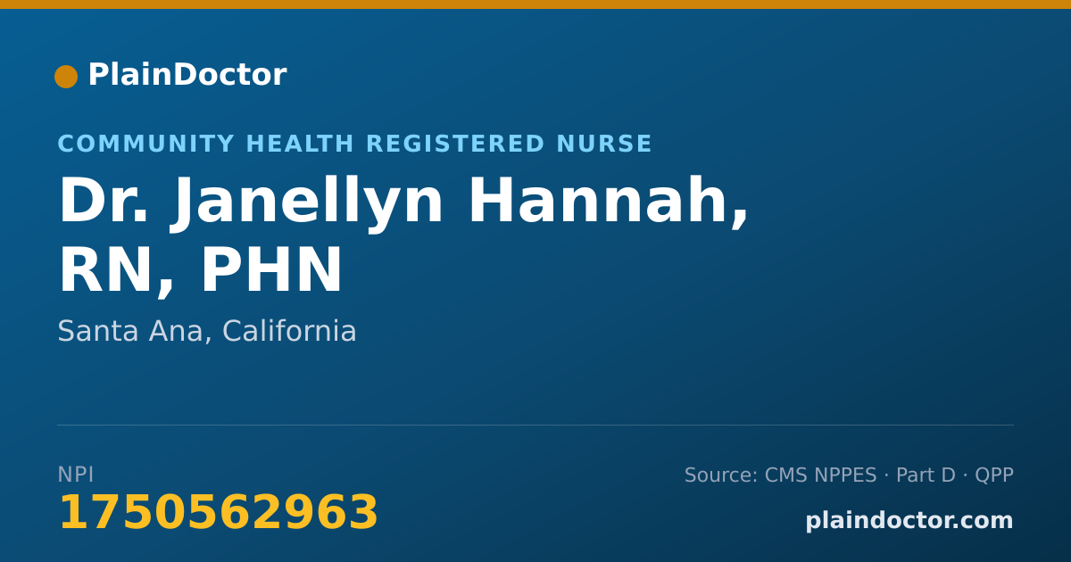 Shareable card for Janellyn Hannah, RN, PHN - Community Health Registered Nurse, Santa Ana, CA