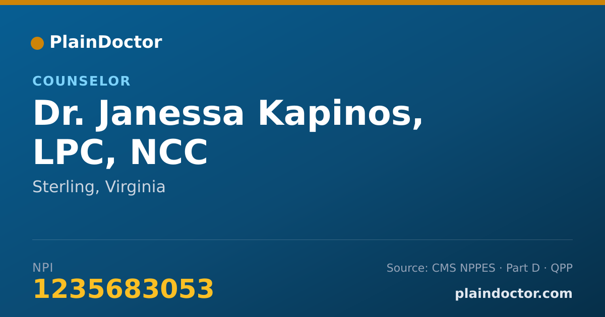 Shareable card for Janessa Kapinos, LPC, NCC - Counselor, Sterling, VA
