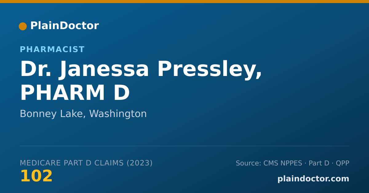 Shareable card for Janessa Pressley, PHARM D - Pharmacist, Bonney Lake, WA