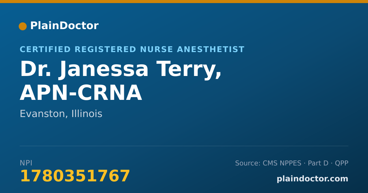 Shareable card for Janessa Terry, APN-CRNA - Certified Registered Nurse Anesthetist, Evanston, IL