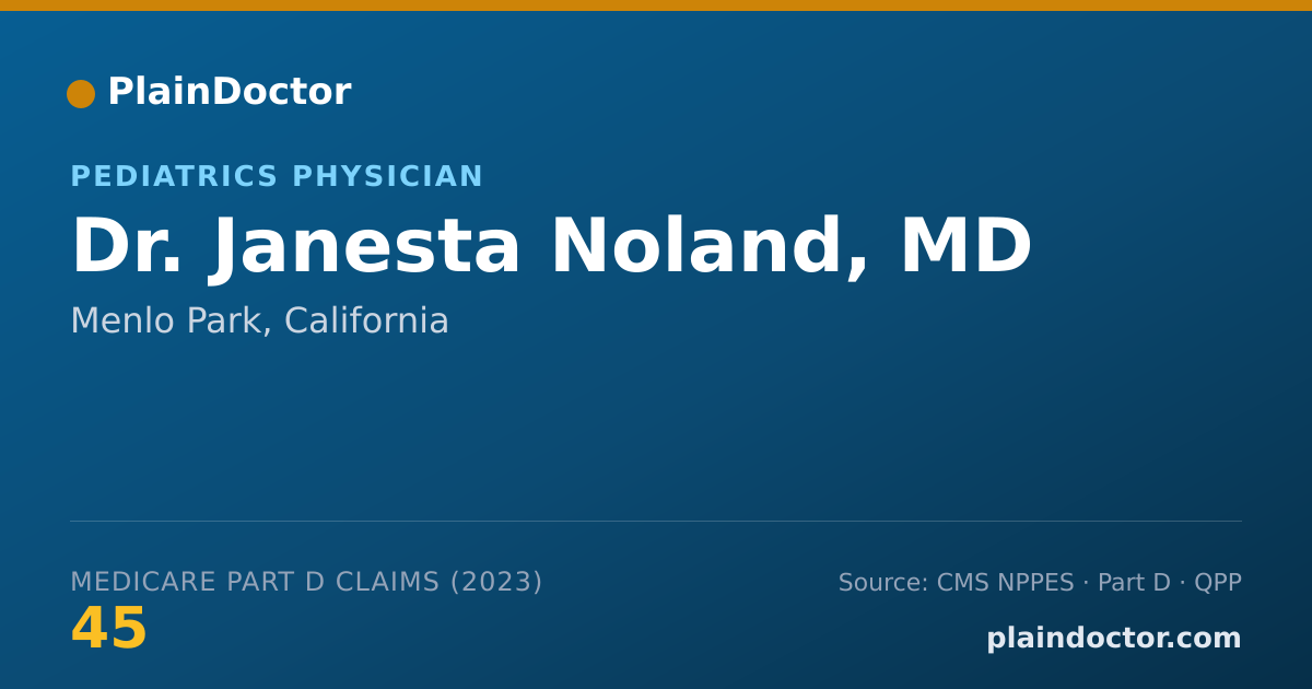 Shareable card for Janesta Noland, MD - Pediatrics Physician, Menlo Park, CA