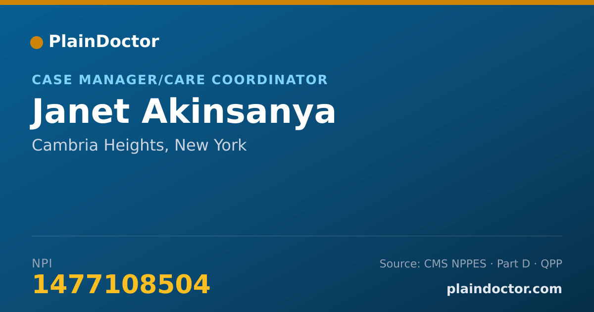 Shareable card for Janet Akinsanya - Case Manager/Care Coordinator, Cambria Heights, NY