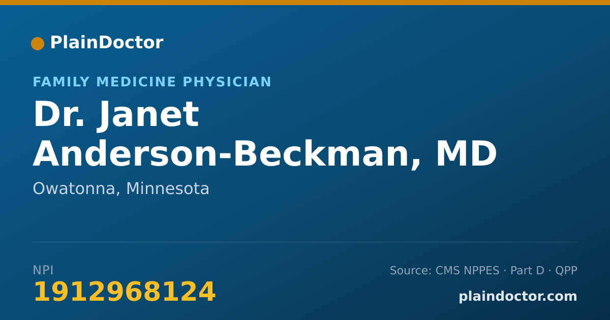 Shareable card for Janet Anderson-Beckman, MD - Family Medicine Physician, Owatonna, MN