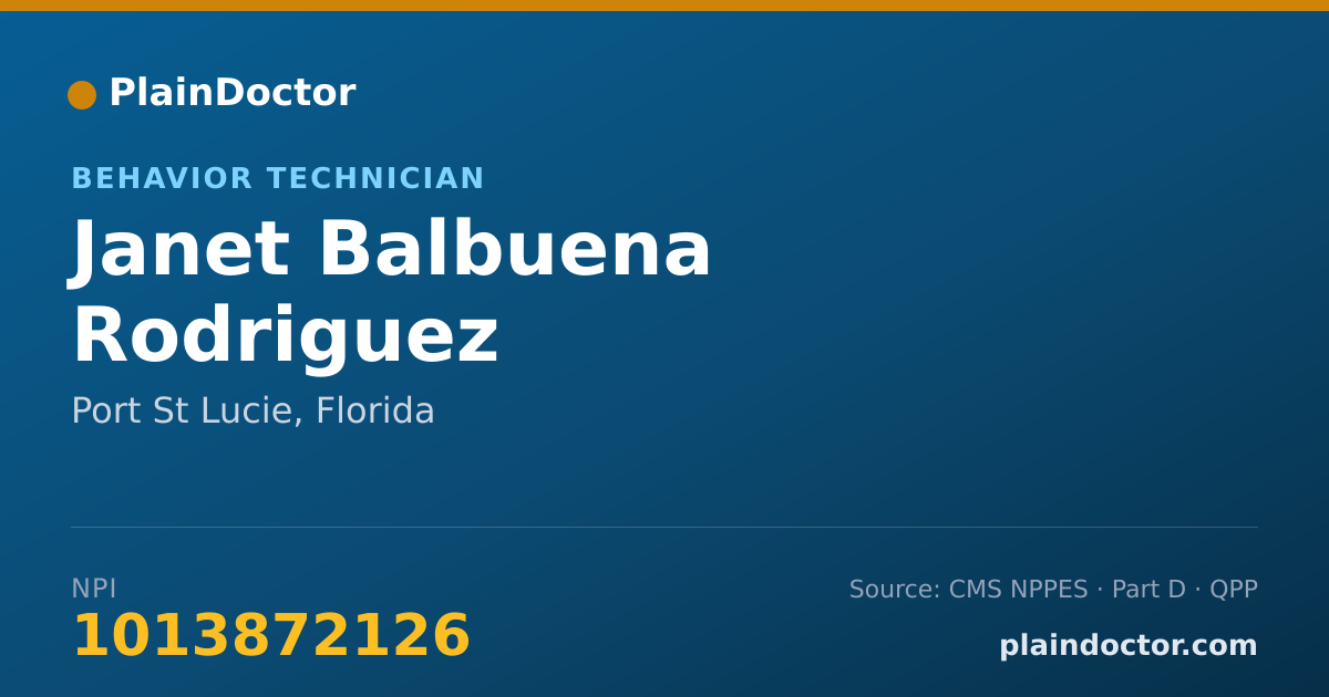 Shareable card for Janet Balbuena Rodriguez - Behavior Technician, Port St Lucie, FL