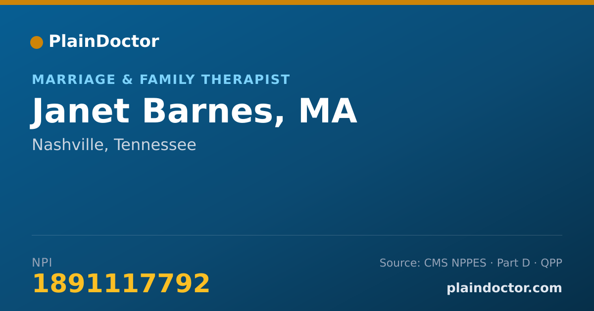 Shareable card for Janet Barnes, MA - Marriage & Family Therapist, Nashville, TN
