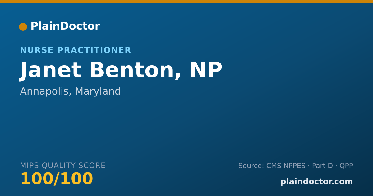 Shareable card for Janet Benton, NP - Nurse Practitioner, Annapolis, MD