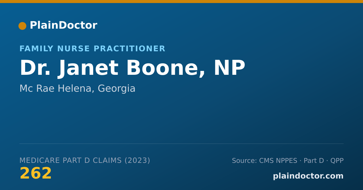 Shareable card for Janet Boone, NP - Family Nurse Practitioner, Mc Rae Helena, GA